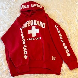 LIFEGUARD- Very lightly used hoodie, red and white